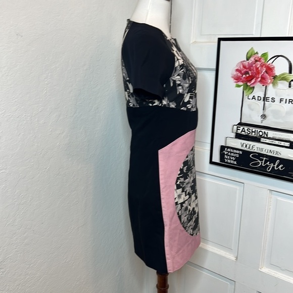 Tibi Black & Pink Arel Print Dress Size 4 - Picture 4 of 9